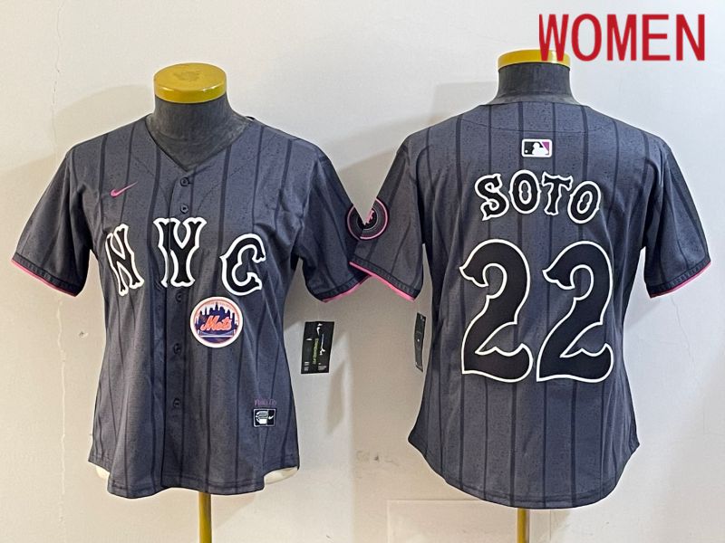 Women New York Mets #22 Soto Black City Edition 2024 Nike MLB Jersey style 1->women mlb jersey->Women Jersey